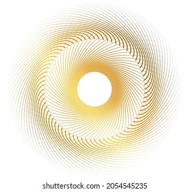 Design elements. Wave of many glittering lines circle. Abstract glow wavy stripes on white background isolated. Vector illustration EPS 10. Glitter waves with lines created using Blend Tool
