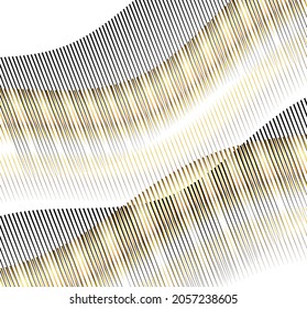 Elementos de diseño. Ola de muchas líneas brillantes en círculo. Resumen rayas onduladas brillantes sobre fondo blanco aisladas. Ilustración del vector EPS 10. Glitter waves con líneas creadas mediante la herramienta Blend