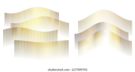 Designelemente. Welle von vielen glitzernden Linien. Abstrakte, senkrechte, glänzende Streifen auf weißem Hintergrund einzeln. Creative Line Art. Vektorgrafik EPS10 Art Deco Stil für Hochzeitseinladung
