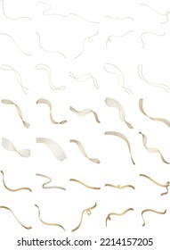 Elementos de diseño. Ola de muchas líneas brillantes. Resumen de rayas onduladas verticales de resplandor sobre fondo blanco aislado. Arte de línea creativa. Ilustración vectorial EPS 10 estilo art deco para invitación a boda