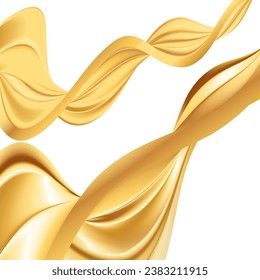 Design elements. Wave of many glittering lines. Abstract wavy stripes on white background isolated. Creative line art. Vector illustration EPS 10 art deco style for wedding invitation, luxury template