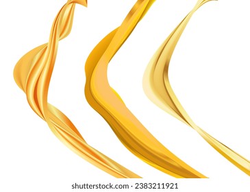 Design elements. Wave of many glittering lines. Abstract wavy stripes on white background isolated. Creative line art. Vector illustration EPS 10 art deco style for wedding invitation, luxury template