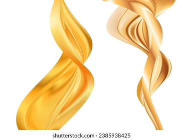 Design elements. Wave of many glittering lines. Abstract wavy stripes on white background isolated. Creative line art. Vector illustration EPS 10 art deco style for wedding invitation, luxury template