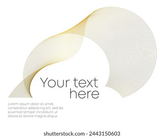 Design elements. Wave of many glittering lines. Abstract wavy stripes on white background isolated. Creative line art. Vector illustration EPS 10 art deco style for wedding invitation, luxury template