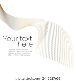 Design elements. Wave of many glittering lines. Abstract wavy stripes on white background isolated. Creative line art. Vector illustration EPS 10 art deco style for wedding invitation, luxury template