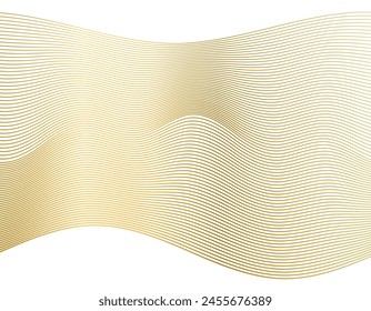 Design elements. Wave of many glittering lines. Abstract wavy stripes on white background isolated. Creative line art. Vector illustration EPS 10 art deco style for wedding invitation, luxury template