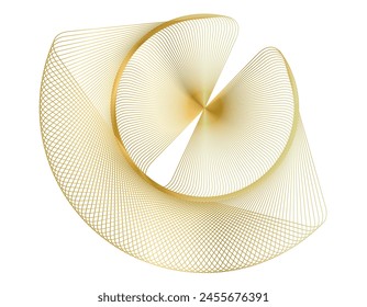 Design elements. Wave of many glittering lines. Abstract wavy stripes on white background isolated. Creative line art. Vector illustration EPS 10 art deco style for wedding invitation, luxury template