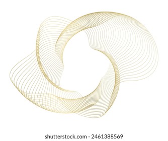 Design elements. Wave of many glittering lines. Abstract wavy stripes on white background isolated. Creative line art. Vector illustration EPS 10 art deco style for wedding invitation, luxury template