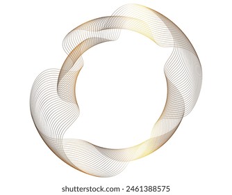 Design elements. Wave of many glittering lines. Abstract wavy stripes on white background isolated. Creative line art. Vector illustration EPS 10 art deco style for wedding invitation, luxury template