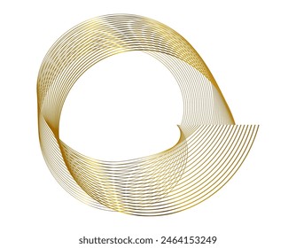 Design elements. Wave of many glittering lines. Abstract wavy stripes on white background isolated. Creative line art. Vector illustration EPS 10 art deco style for wedding invitation, luxury template