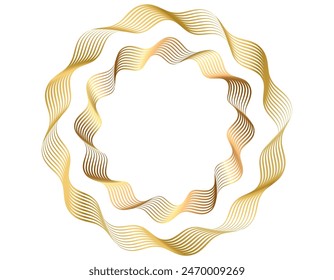 Design elements. Wave of many glittering lines. Abstract wavy stripes on white background isolated. Creative line art. Vector illustration EPS 10 art deco style for wedding invitation, luxury template