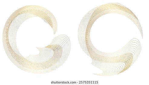 Design elements. Wave of many glittering lines. Abstract vertical glow wavy stripes on white background isolated. Creative line art. Vector illustration EPS 10 art deco style for wedding invitation