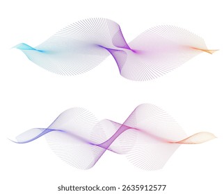 Design elements. Wave of many glittering lines. Abstract vertical glow wavy stripes. Futuristic Line Wave for Medical Technology, Science Posters, and Digital Health Care Presentations