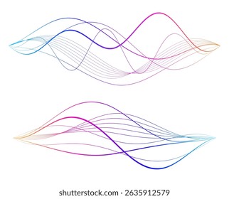Design elements. Wave of many glittering lines. Abstract vertical glow wavy stripes Colorful Abstract Flow line for Wellness Retreat Flyers, Relaxation Apps, Spa Banners, and Meditation-Themed Designs