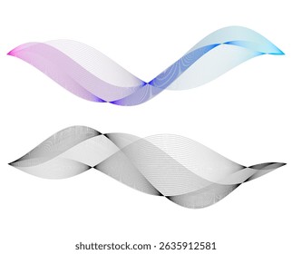 Design elements. Wave of many glittering lines. Abstract vertical glow wavy stripesColorful Abstract Flow for Wellness Retreat Flyers, Relaxation Apps, Spa Banners, and Meditation-Themed Designs