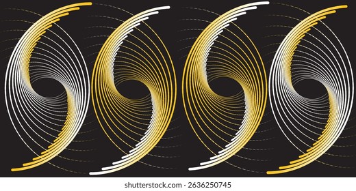 Design elements. Wave of many glittering lines circle. Abstract glow wavy stripes on white background isolated. Vector illustration EPS 10. Glitter waves with lines created using Blend Tool