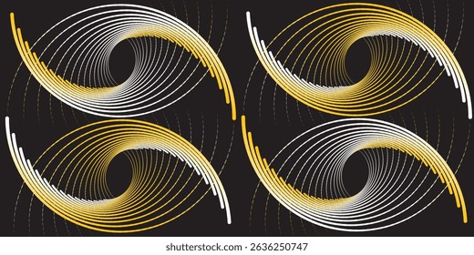 Design elements. Wave of many glittering lines circle. Abstract glow wavy stripes on white background isolated. Vector illustration EPS 10. Glitter waves with lines created using Blend Tool