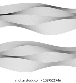 Design elements. Wave of many gray lines. Abstract wavy stripes on white background. Creative line art. Vector illustration EPS 10. Black waves with lines created using Blend Tool.