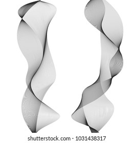 Design elements. Wave of many gray lines. Abstract vertical wavy stripes on white background isolated. Creative line art. Vector illustration EPS 10. Waves with lines created using Blend Tool.