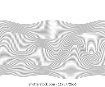 Design elements. Wave of many gray lines. Abstract wavy stripes on white background. Creative line art. Vector illustration EPS 10. Colourful shiny waves with lines created using Blend Tool