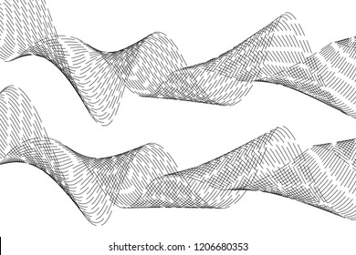 Design elements. Wave of many gray lines. Abstract wavy stripes on white background isolated. Creative line art. Vector illustration EPS 10. Colourful shiny waves with lines created using Blend Tool.