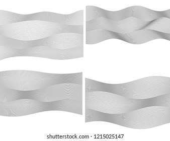 Design elements. Wave of many gray lines. Abstract wavy stripes on white background. Creative line art. Vector illustration EPS 10. Colourful shiny waves with lines created using Blend Tool