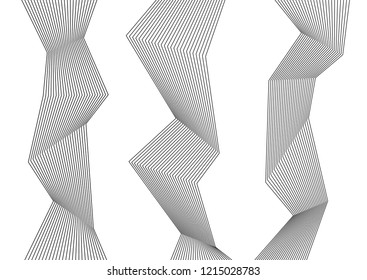 Design elements. Wave of many gray lines. Abstract wavy stripes on white background isolated. Creative line art. Vector illustration EPS 10. Colourful shiny waves with lines created using Blend Tool