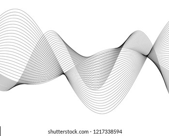 Design elements. Wave of many gray lines. Abstract wavy stripes on white background isolated. Creative line art. Vector illustration EPS 10.