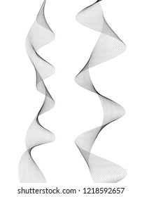 Design elements. Wave of many gray lines. Abstract wavy stripes on white background isolated. Creative line art. Vector illustration EPS 10.