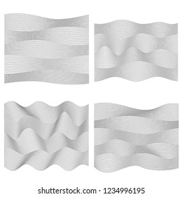 Design elements. Wave of many gray lines. Abstract wavy stripes on white background. Creative line art. Vector illustration EPS 10. Colourful shiny waves with lines created using Blend Tool