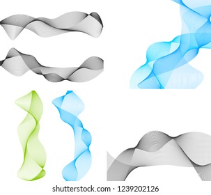 Design elements. Wave of many gray lines. Abstract wavy stripes on white background isolated. Creative line art. Vector illustration EPS 10. Colourful shiny waves with lines created using Blend Tool.