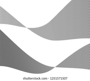 Design elements. Wave of many gray lines. Abstract wavy stripes on white background isolated. Creative line art. Vector illustration EPS 10. Colourful shiny waves with lines created using Blend Tool.