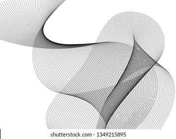 Design elements. Wave of many gray lines. Abstract wavy stripes on white background isolated. Creative line art. Vector illustration EPS 10. Colourful shiny waves with lines created using Blend Tool 