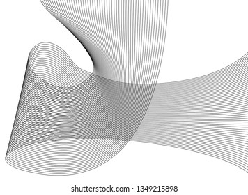 Design elements. Wave of many gray lines. Abstract wavy stripes on white background isolated. Creative line art. Vector illustration EPS 10. Colourful shiny waves with lines created using Blend Tool 