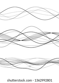 Design elements. Wave of many gray lines. Abstract wavy stripes on white background isolated. Creative line art. Vector illustration EPS 10. Colourful shiny waves with lines created using Blend Tool