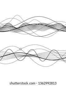 Design elements. Wave of many gray lines. Abstract wavy stripes on white background isolated. Creative line art. Vector illustration EPS 10. Colourful shiny waves with lines created using Blend Tool