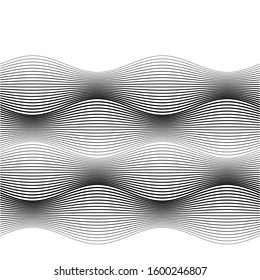 Design elements. Wave of many gray lines. Abstract wavy stripes on white background. Creative line art. Vector illustration EPS 10. Colourful shiny waves with lines created using Blend Tool