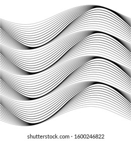 Design elements. Wave of many gray lines. Abstract wavy stripes on white background. Creative line art. Vector illustration EPS 10. Colourful shiny waves with lines created using Blend Tool