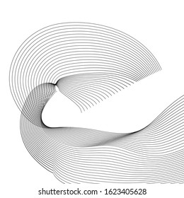 Design elements. Wave of many gray lines. Abstract wavy stripes on white background isolated. Creative line art. Vector illustration EPS 10. Colourful shiny waves with lines created using Blend Tool