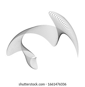 Design elements. Wave of many gray lines. Abstract wavy stripes on white background isolated. Creative line art. Vector illustration EPS 10. Colourful shiny waves with lines created using Blend Tool