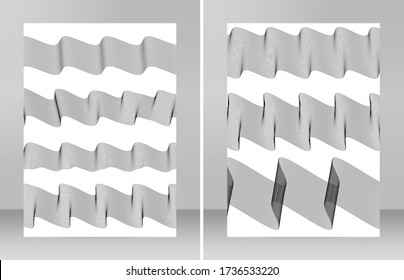 Design elements. Wave of many gray lines. Abstract wavy stripes on white background isolated. Creative line art. Vector illustration EPS 10. Colourful shiny waves with lines created using Blend Tool