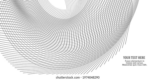 Design elements. Wave of many gray lines. Abstract wavy stripes on white background isolated. Creative line art. Vector illustration EPS 10. Black waves with lines created using Blend Tool
