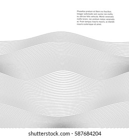 Design elements. Wave of many gray lines. Abstract wavy stripes on white background isolated. Creative line art. Vector illustration EPS 10. Colourful shiny waves with lines created using Blend Tool.