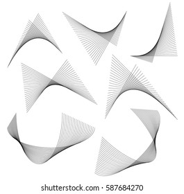 Design elements. Wave of many gray lines. Abstract wavy stripes on white background isolated. Creative line art. Vector illustration EPS 10. Colourful shiny waves with lines created using Blend Tool.