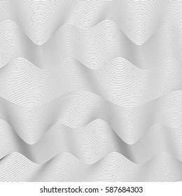 Design elements. Wave of many gray lines. Abstract wavy stripes on white background. Creative line art. Vector illustration EPS 10. Colourful shiny waves with lines created using Blend Tool.
