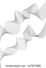 Design elements. Wave of many gray lines. Abstract wavy stripes on white background isolated. Creative line art. Vector illustration EPS 10. Colourful shiny waves with lines created using Blend Tool
