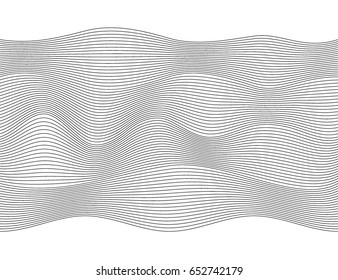 Design elements. Wave of many gray lines. Abstract wavy stripes on white background. Creative line art. Vector illustration EPS 10. 