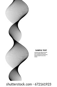 Design elements. Wave of many gray lines. Abstract vertical wavy stripes on white background isolated. Creative line art. Vector illustration EPS 10. Waves with lines created using Blend Tool.