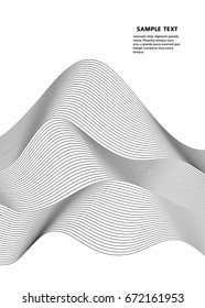 Design elements. Wave of many gray lines. Abstract wavy stripes on white background. Creative line art. Vector illustration EPS 10. Black waves with lines created using Blend Tool.