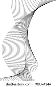 Design elements. Wave of many gray lines. Abstract vertical wavy stripes on white background isolated. Creative line art. Vector illustration EPS 10. Waves with lines created using Blend Tool.